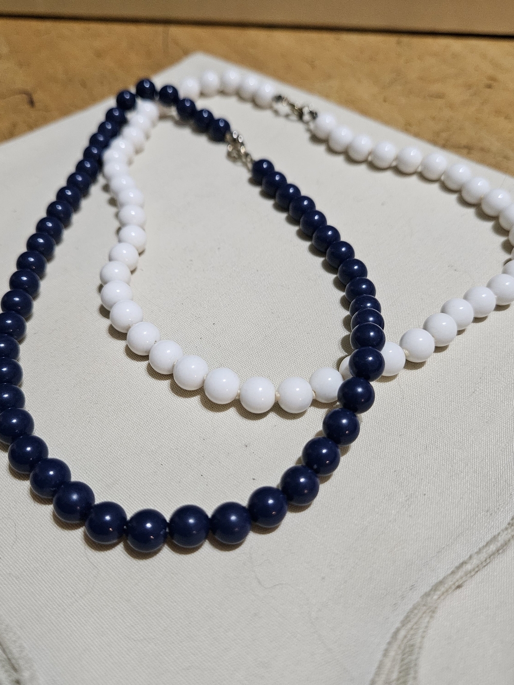 Classic Navy and White Beaded Necklace Set